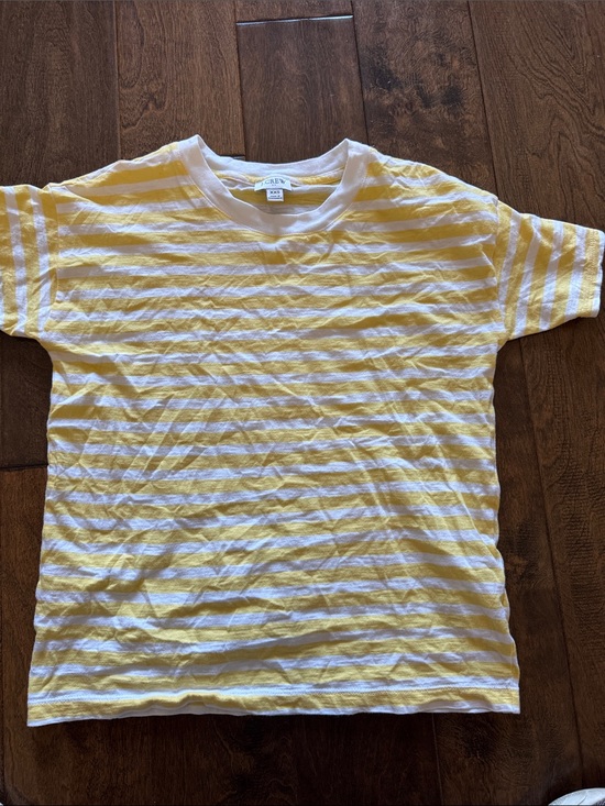 J. Crew Tops - J. Crew Yellow and White Striped Short Sleeve Tee